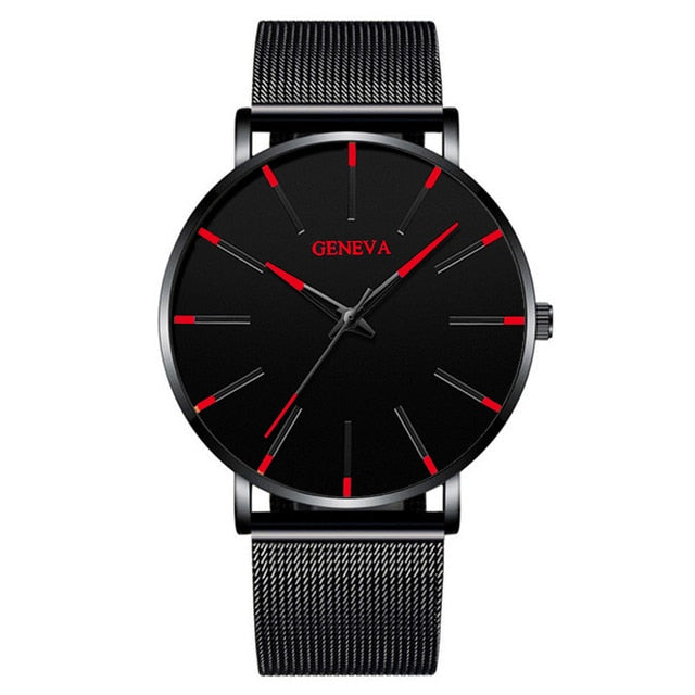 2023 Minimalist Men's Fashion Ultra Thin Watches Simple Men Business Stainless Steel Mesh Belt Quartz Watch relogio masculino