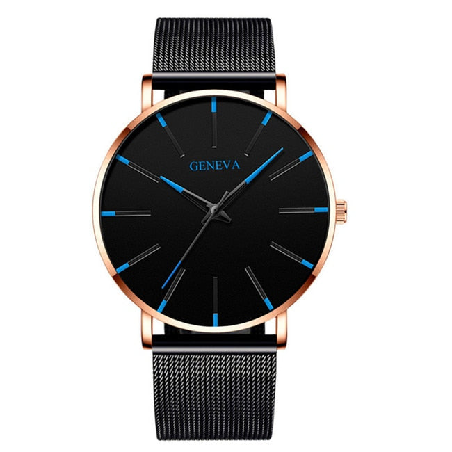 2023 Minimalist Men's Fashion Ultra Thin Watches Simple Men Business Stainless Steel Mesh Belt Quartz Watch relogio masculino