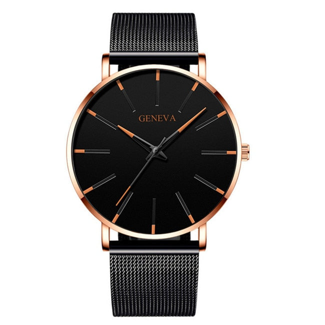 2023 Minimalist Men's Fashion Ultra Thin Watches Simple Men Business Stainless Steel Mesh Belt Quartz Watch relogio masculino